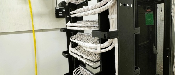 Structured cabling contractor Dallas completed organized Cat6 network rack installation for a Dallas law firm office buildout