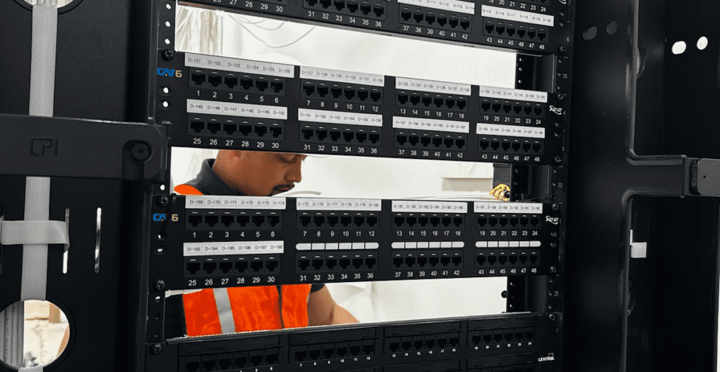 Enterprise patch panel installation during Dallas structured cabling project for law office