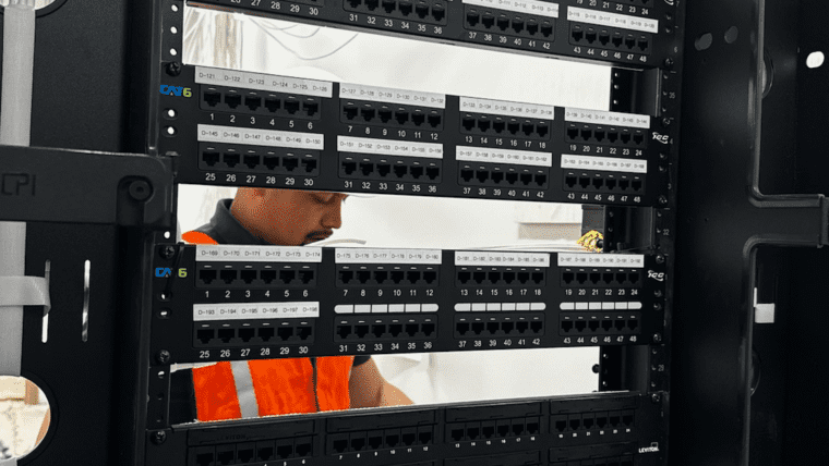 Enterprise patch panel installation during Dallas structured cabling project for law office