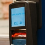 Biometric access control Dallas fingerprint reader installed at a commercial door